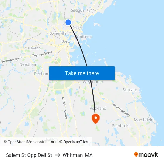 Salem St Opp Dell St to Whitman, MA map