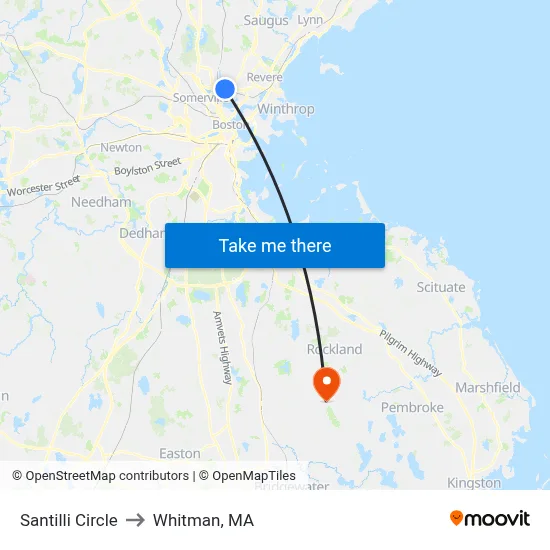 Santilli Circle to Whitman, MA map