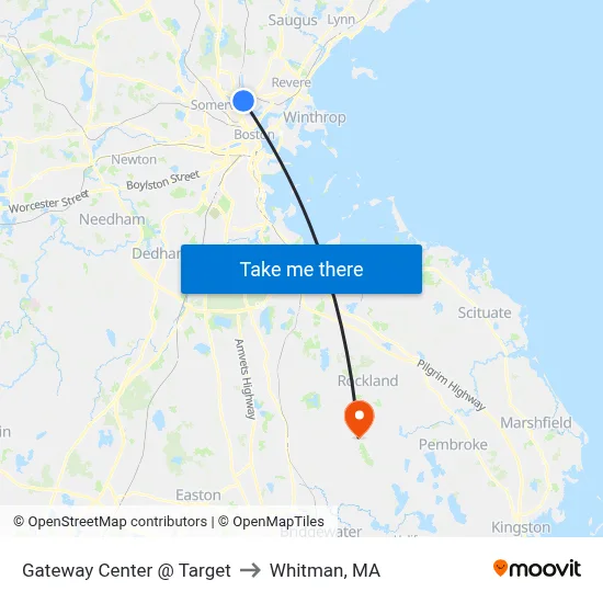 Gateway Center @ Target to Whitman, MA map