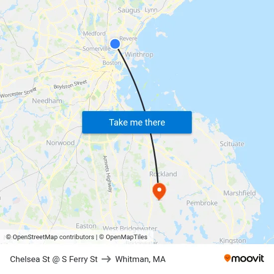 Chelsea St @ S Ferry St to Whitman, MA map