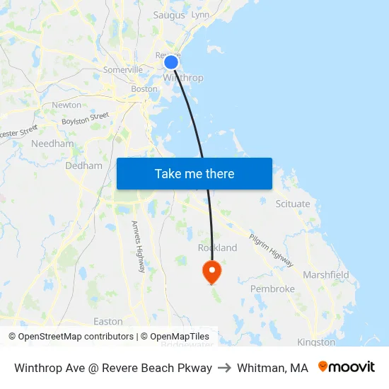 Winthrop Ave @ Revere Beach Pkway to Whitman, MA map