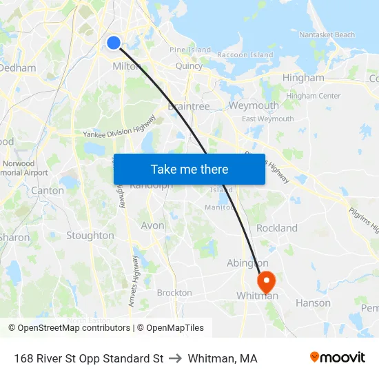 168 River St Opp Standard St to Whitman, MA map