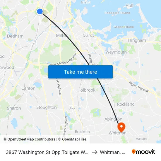 3867 Washington St Opp Tollgate Way to Whitman, MA map