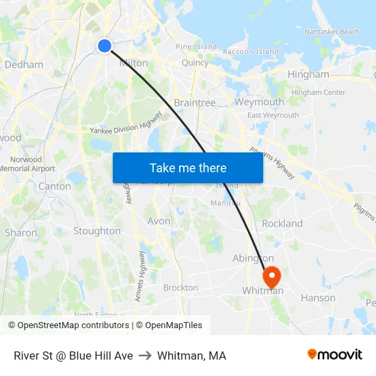 River St @ Blue Hill Ave to Whitman, MA map
