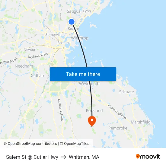 Salem St @ Cutler Hwy to Whitman, MA map