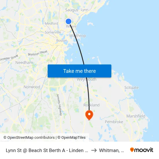 Lynn St @ Beach St Berth A - Linden Sq to Whitman, MA map