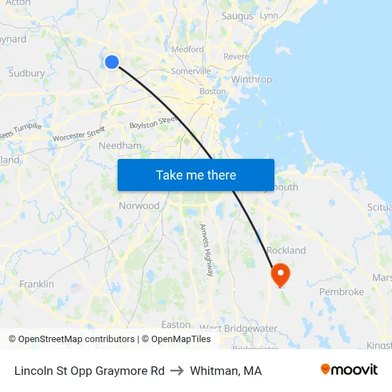 Lincoln St Opp Graymore Rd to Whitman, MA map