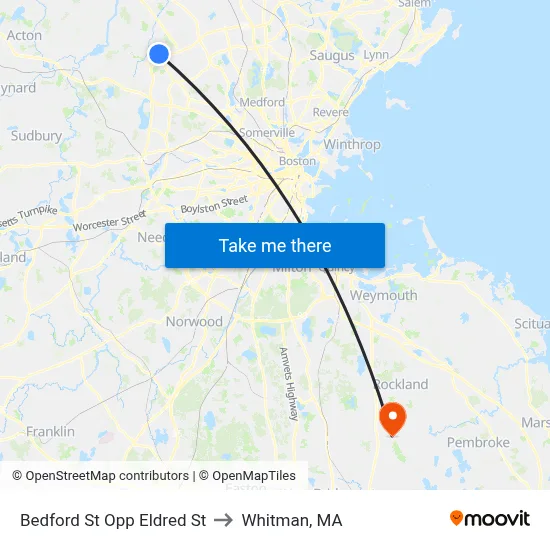 Bedford St Opp Eldred St to Whitman, MA map
