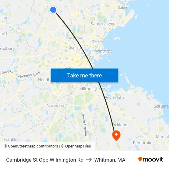 Cambridge St Opp Wilmington Rd to Whitman, MA map