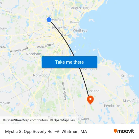Mystic St Opp Beverly Rd to Whitman, MA map