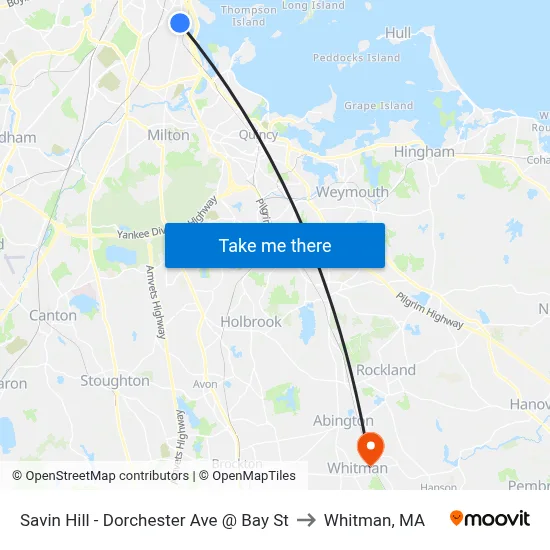 Savin Hill - Dorchester Ave @ Bay St to Whitman, MA map