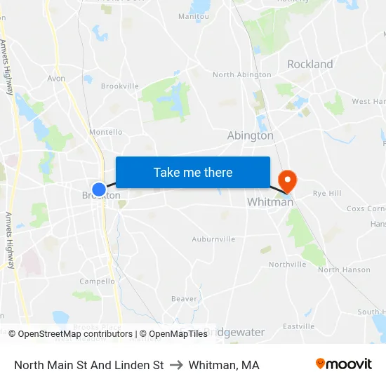 North Main St And Linden St to Whitman, MA map