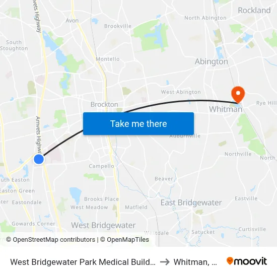 West Bridgewater Park Medical Building to Whitman, MA map