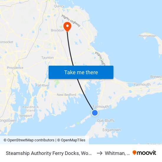 Steamship Authority Ferry Docks, Woods Hole to Whitman, MA map