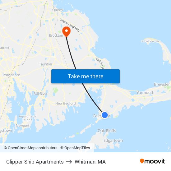 Clipper Ship Apartments to Whitman, MA map