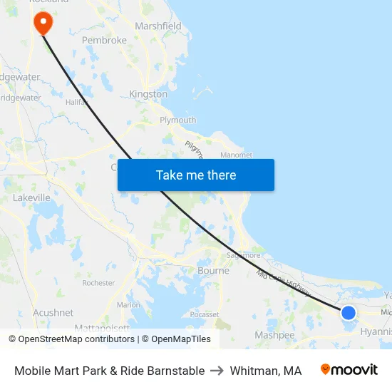 Mobile Mart Park & Ride Barnstable to Whitman, MA map