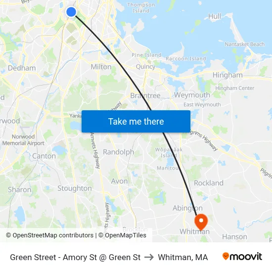 Green Street - Amory St @ Green St to Whitman, MA map