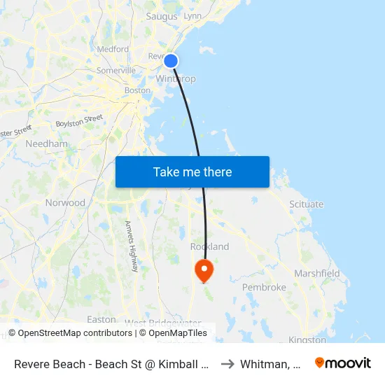 Revere Beach - Beach St @ Kimball Ave to Whitman, MA map