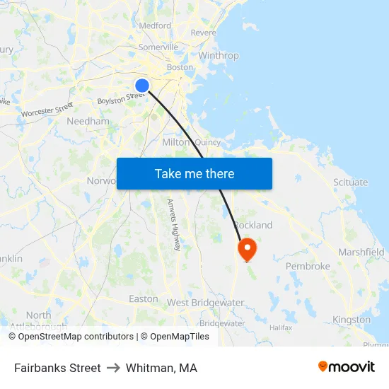 Fairbanks Street to Whitman, MA map