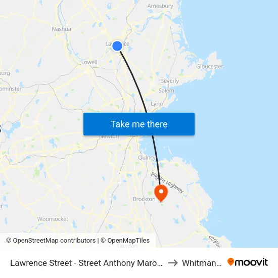 Lawrence Street - Street Anthony Maronite Church to Whitman, MA map
