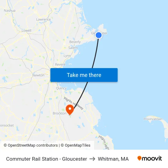 Commuter Rail Station - Gloucester to Whitman, MA map