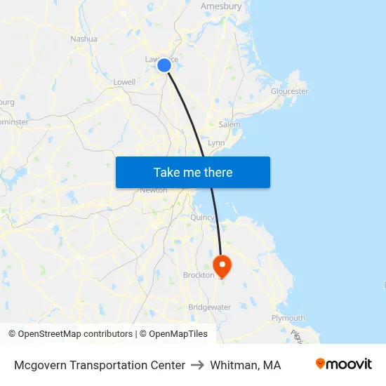 Mcgovern Transportation Center to Whitman, MA map