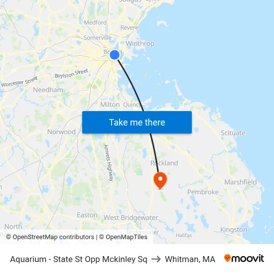 Aquarium - State St Opp Mckinley Sq to Whitman, MA map