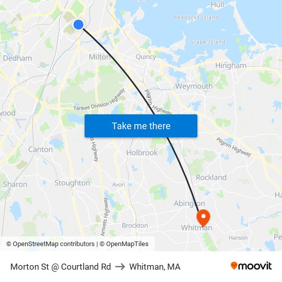 Morton St @ Courtland Rd to Whitman, MA map