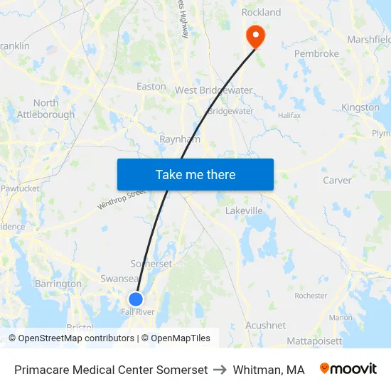 Primacare Medical Center Somerset to Whitman, MA map