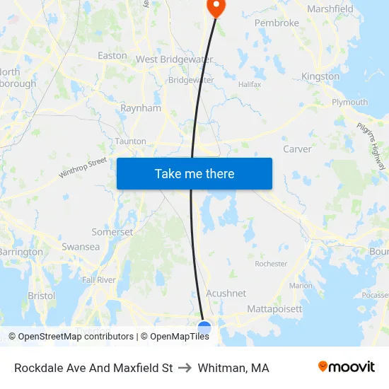Rockdale Ave And Maxfield St to Whitman, MA map