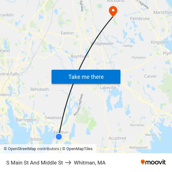 S Main St And Middle St to Whitman, MA map