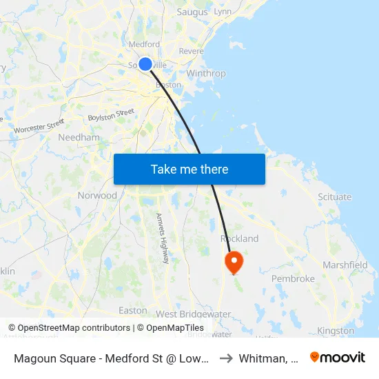 Magoun Square - Medford St @ Lowell St to Whitman, MA map