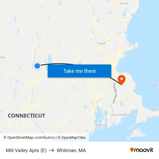Mill Valley Apts (E) to Whitman, MA map