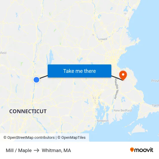 Mill / Maple to Whitman, MA map