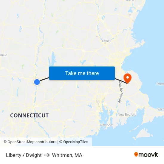 Liberty / Dwight to Whitman, MA map