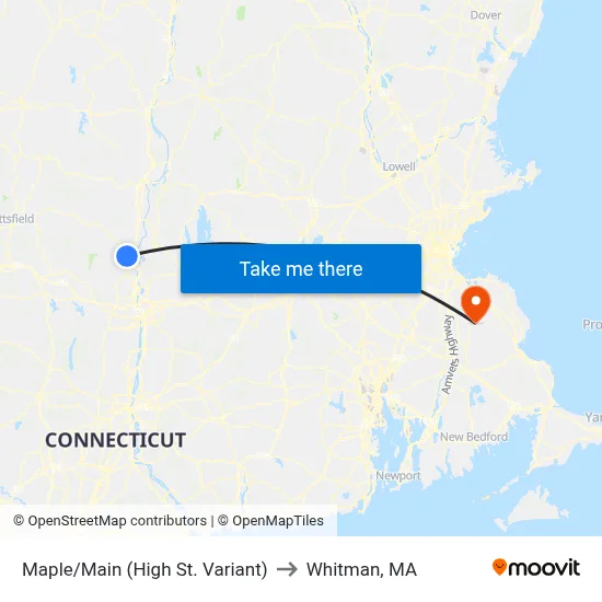 Maple/Main (High St. Variant) to Whitman, MA map