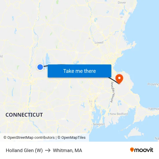 Holland Glen (W) to Whitman, MA map