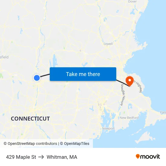 429 Maple St to Whitman, MA map