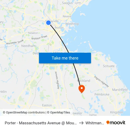 Porter - Massachusetts Avenue @ Mount Vernon St to Whitman, MA map