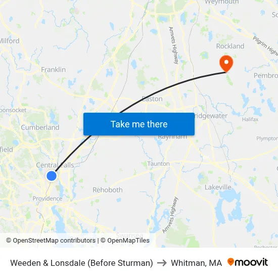 Weeden & Lonsdale (Before Sturman) to Whitman, MA map