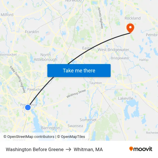 Washington Before Greene to Whitman, MA map