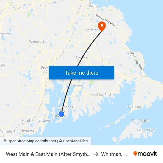 West Main & East Main (After Smythe) to Whitman, MA map