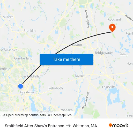 Smithfield After Shaw's Entrance to Whitman, MA map