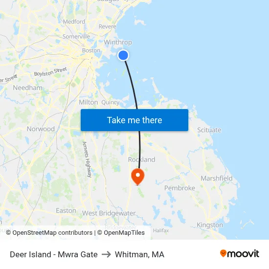 Deer Island - Mwra Gate to Whitman, MA map