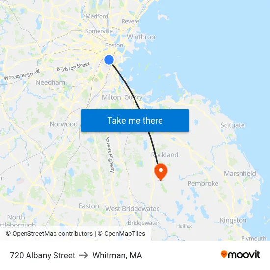 720 Albany Street to Whitman, MA map