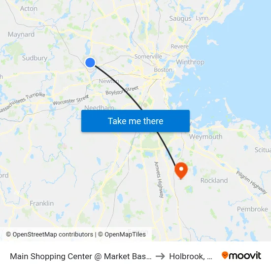Main Shopping Center @ Market Basket to Holbrook, MA map