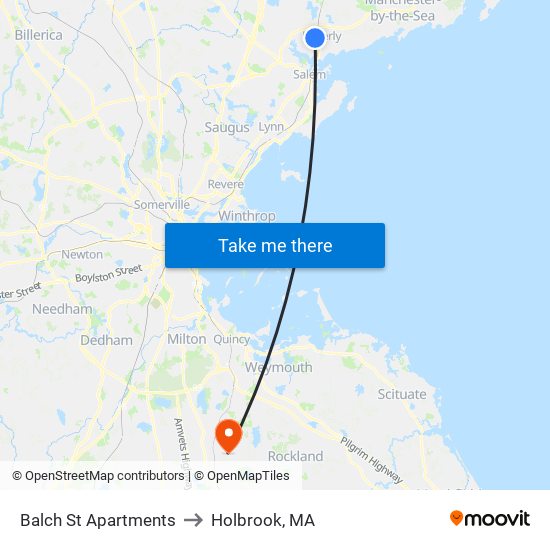 Balch St Apartments to Holbrook, MA map