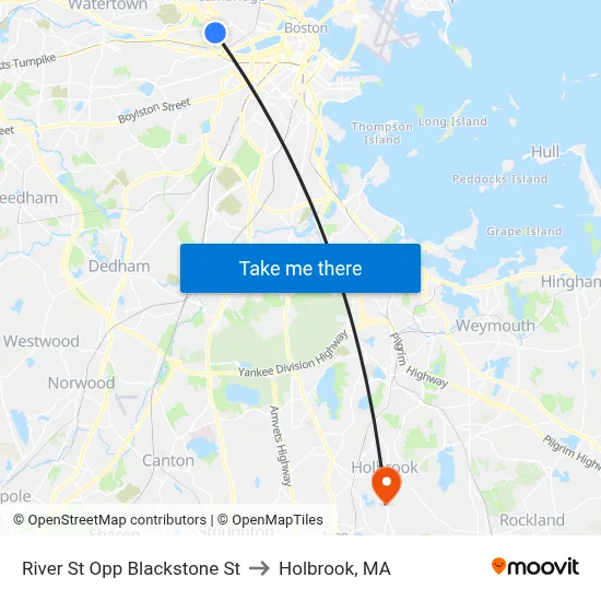 River St Opp Blackstone St to Holbrook, MA map