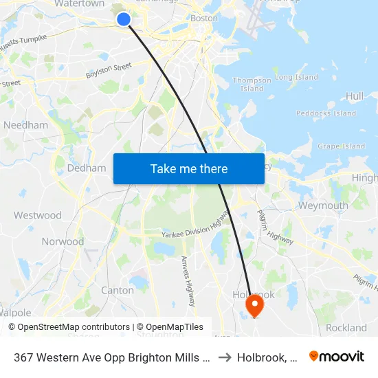 367 Western Ave Opp Brighton Mills Mall to Holbrook, MA map