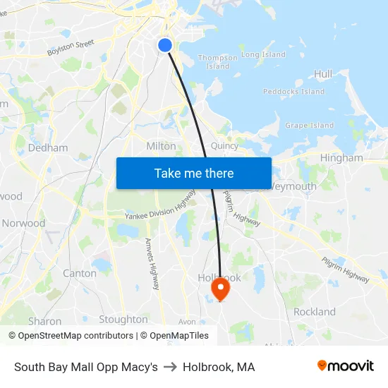 South Bay Mall Opp Macy's to Holbrook, MA map